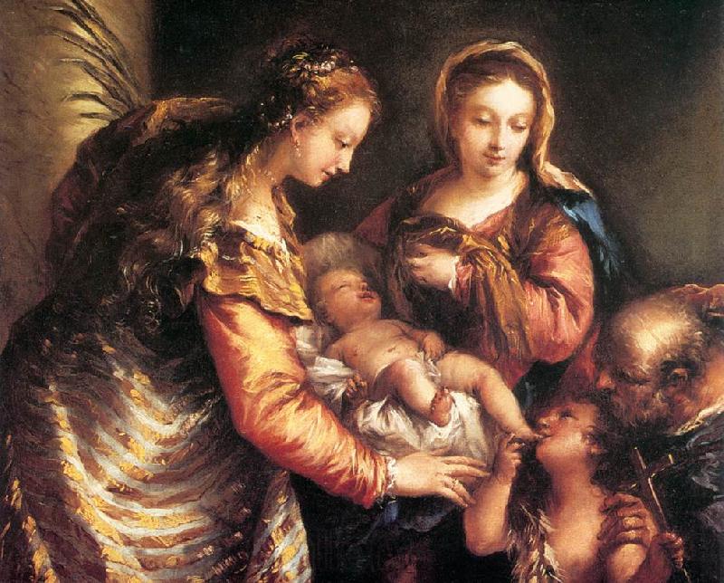 GUARDI, Gianantonio Holy Family with St John the Baptist and St Catherine gu Spain oil painting art